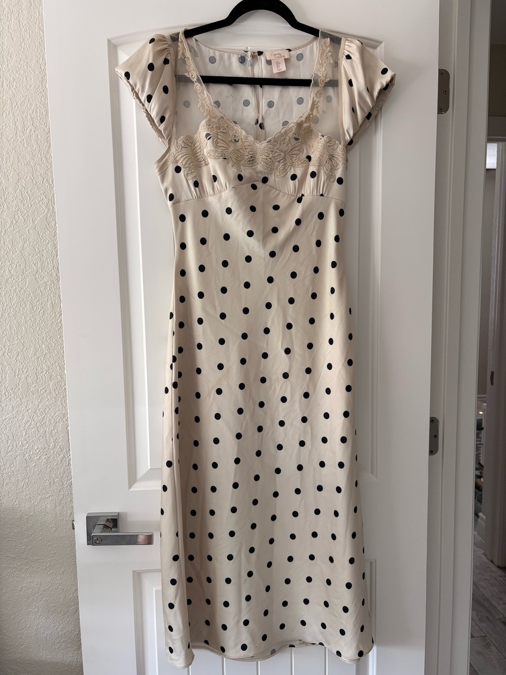 Camila Coelho Cream Midi Dress with Black Polka Dots